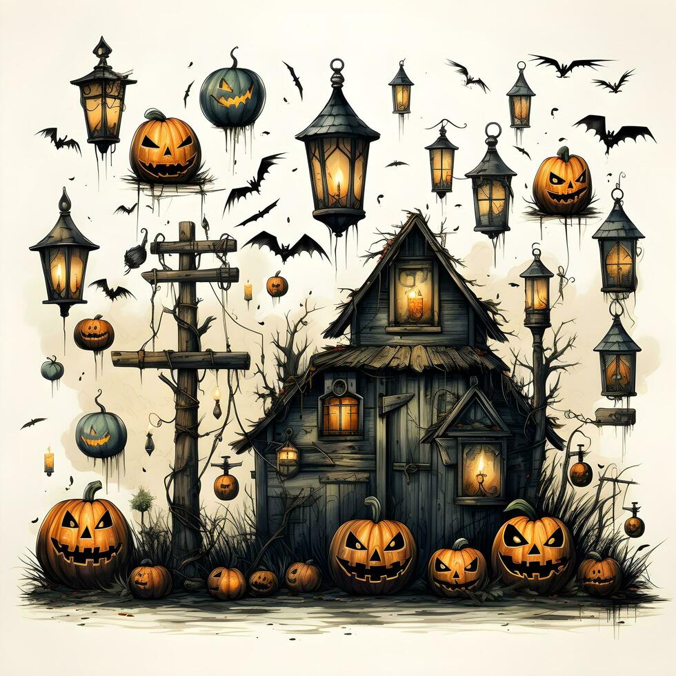 halloween pumpkin 3d object background illustration orange celebration holiday generativeAi. photo