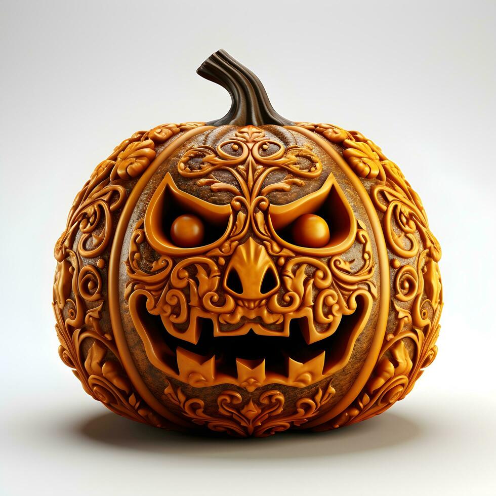 halloween pumpkin 3d object background illustration orange celebration holiday generativeAi. photo