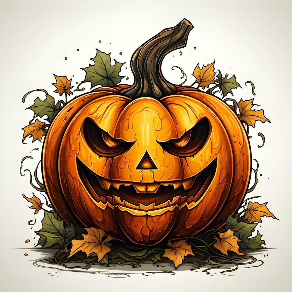 halloween pumpkin 3d object background illustration orange celebration holiday generativeAi. photo