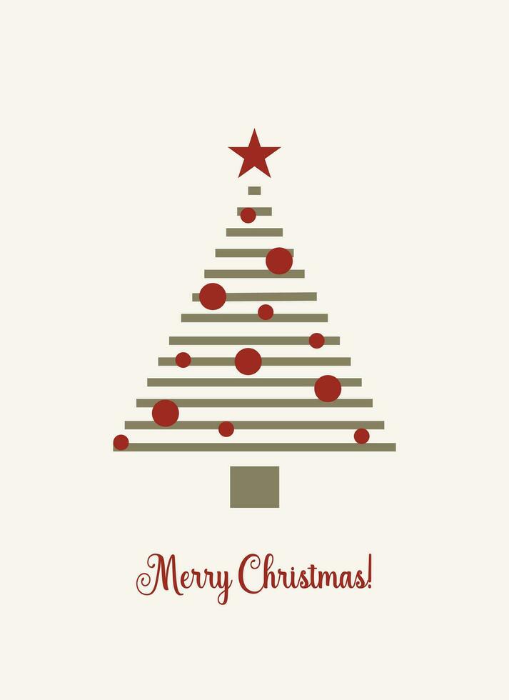 Abstract christmas tree with red balls. vector