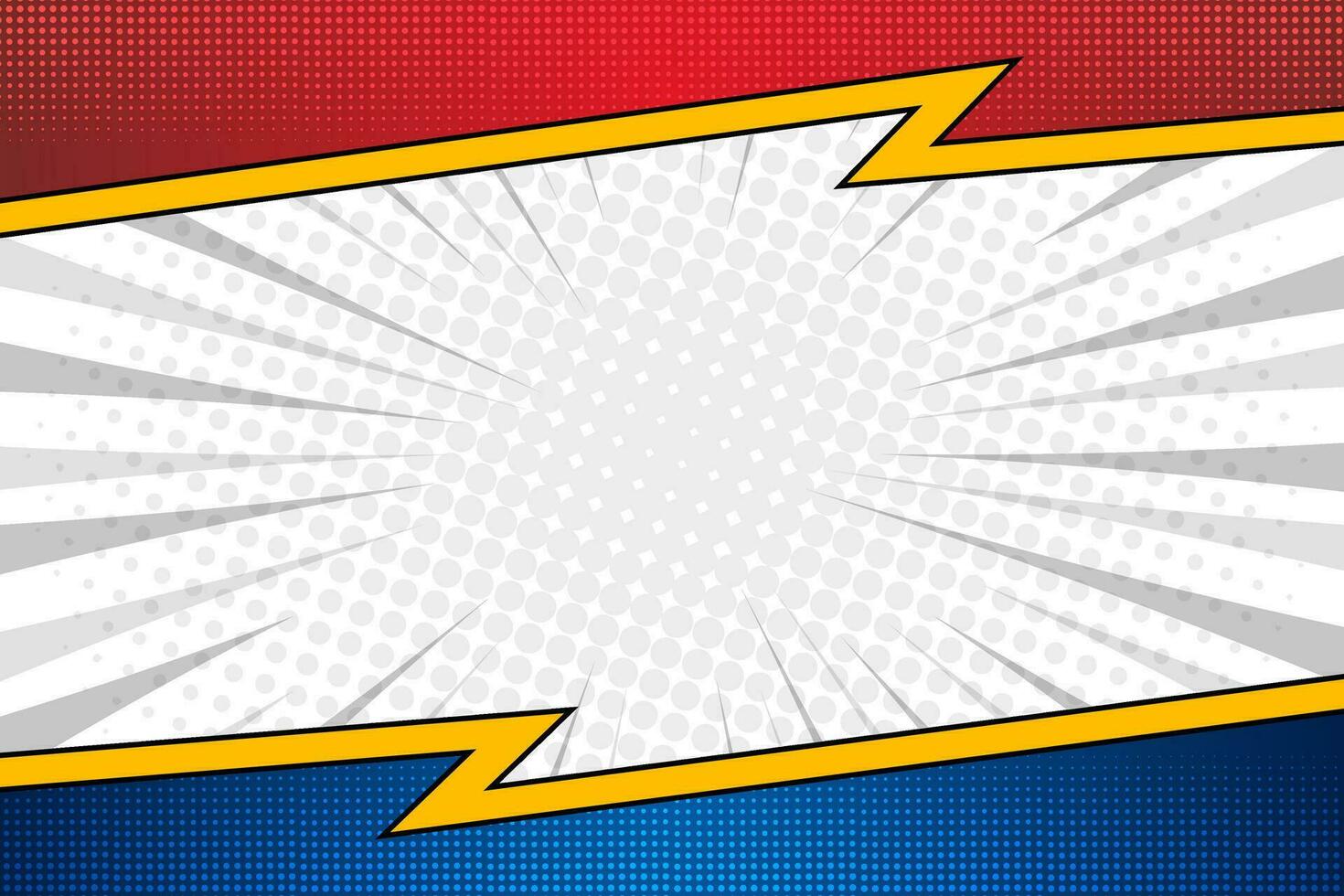 Blank halftone comic book border background with explosion vector