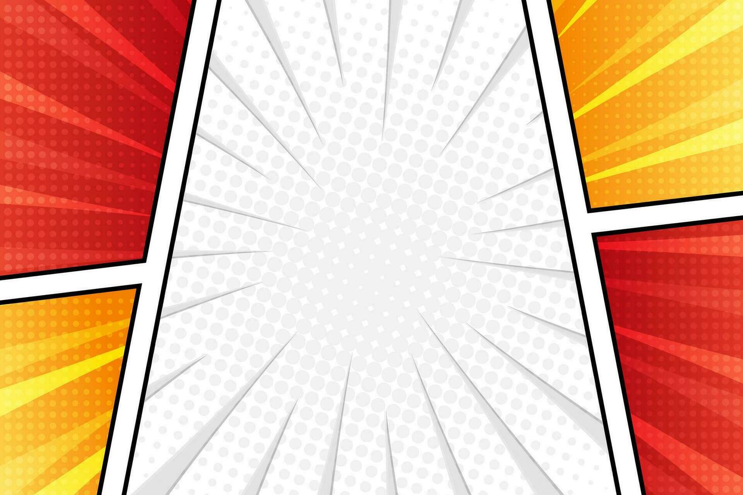 Blank comic book cartoon page halftone background template vector