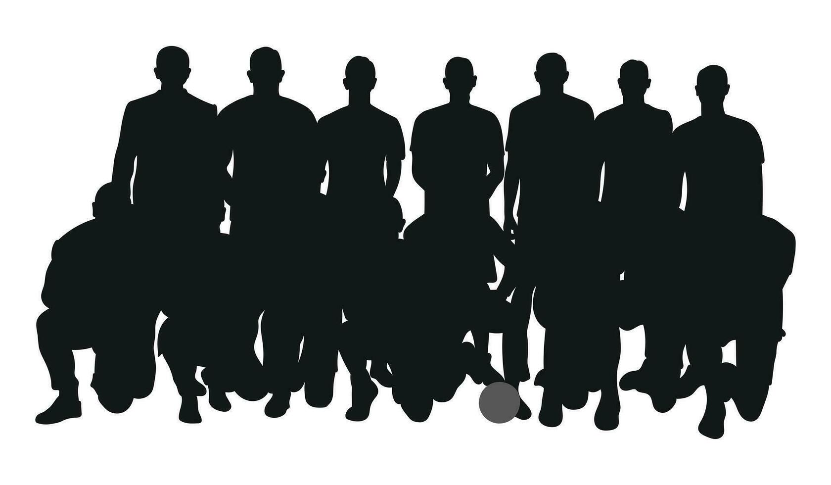 Image of crowd silhouette, group of people, sports team, football team. Youth, students, athletes, workers, audience vector