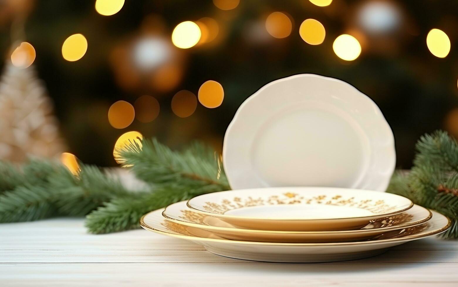 Christmas plate on table photo