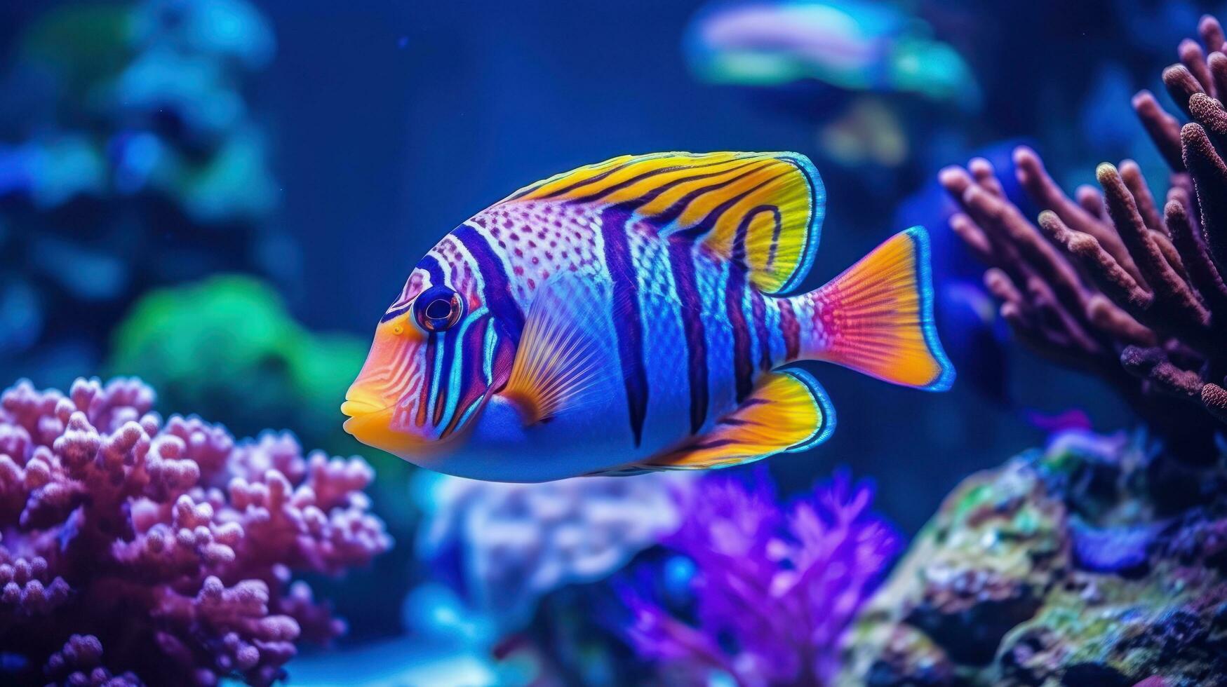 vívido arrecife con vistoso peces foto