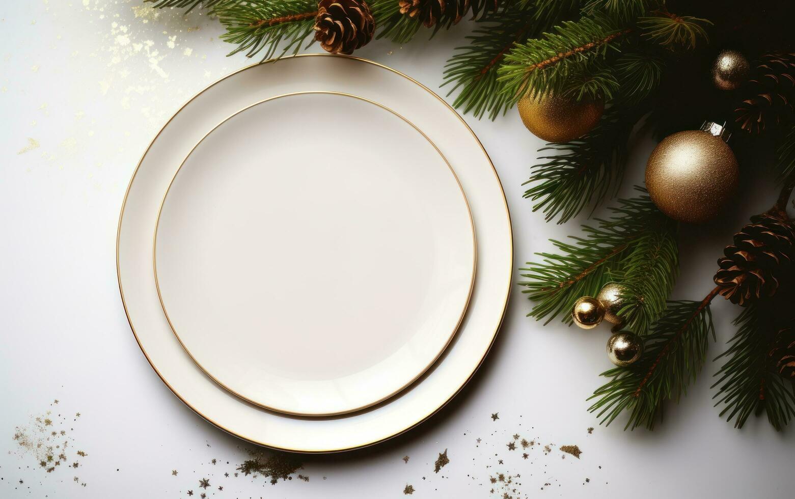 Christmas plate on table photo