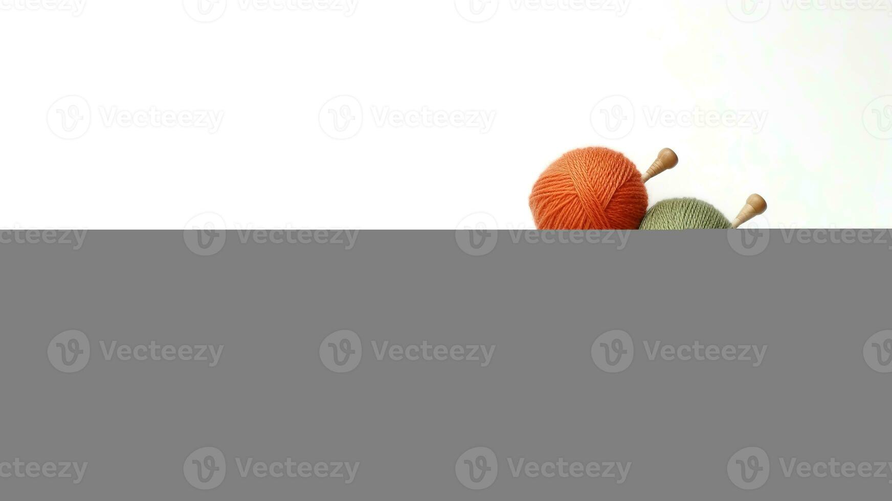 Two balls of yarn and knitting needles on a white background. photo