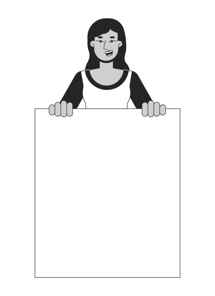 Supportive demonstration flat line black white vector character