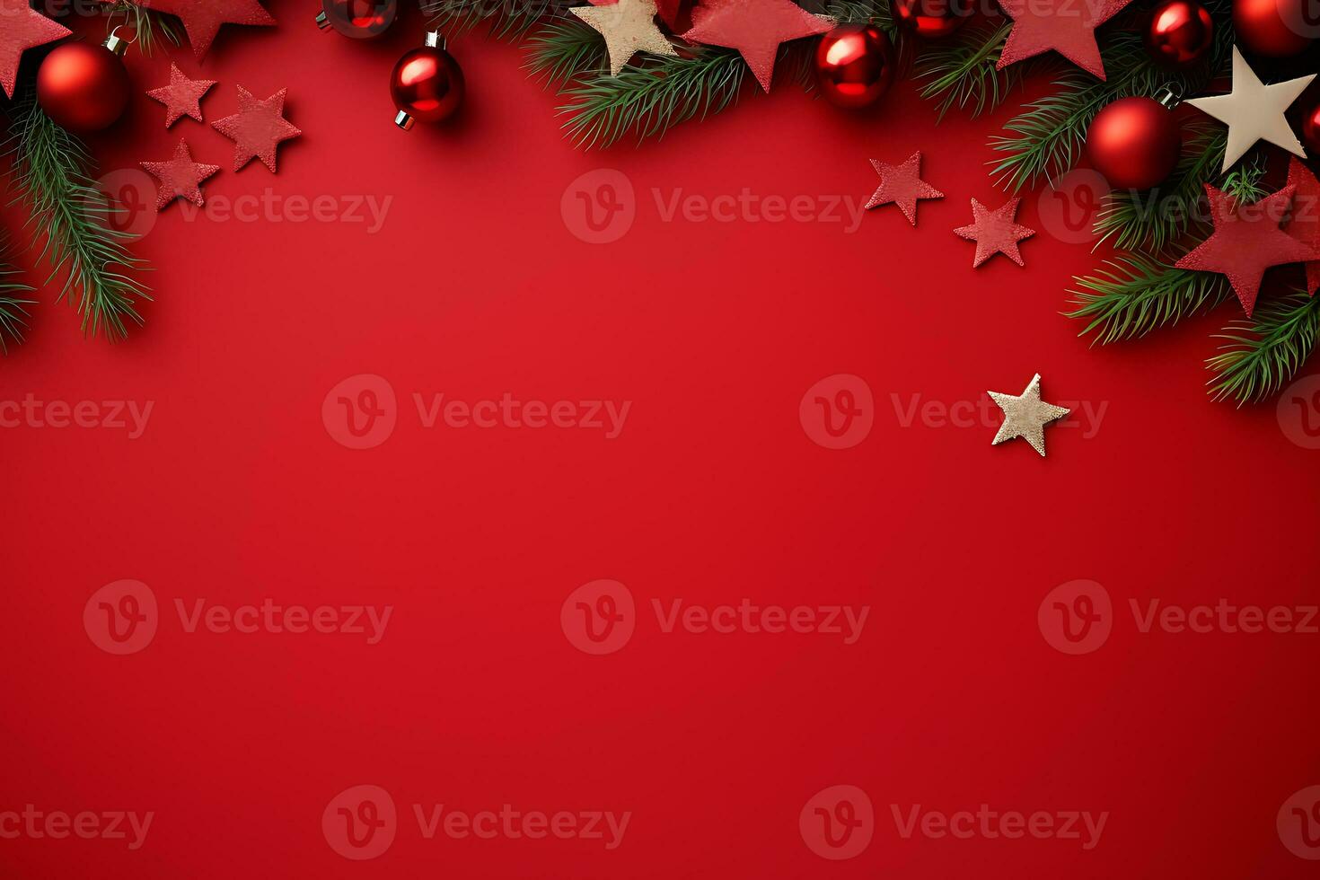 Frame made of Christmas decorations on background, top view with space for text. Winter season. AI Generated photo