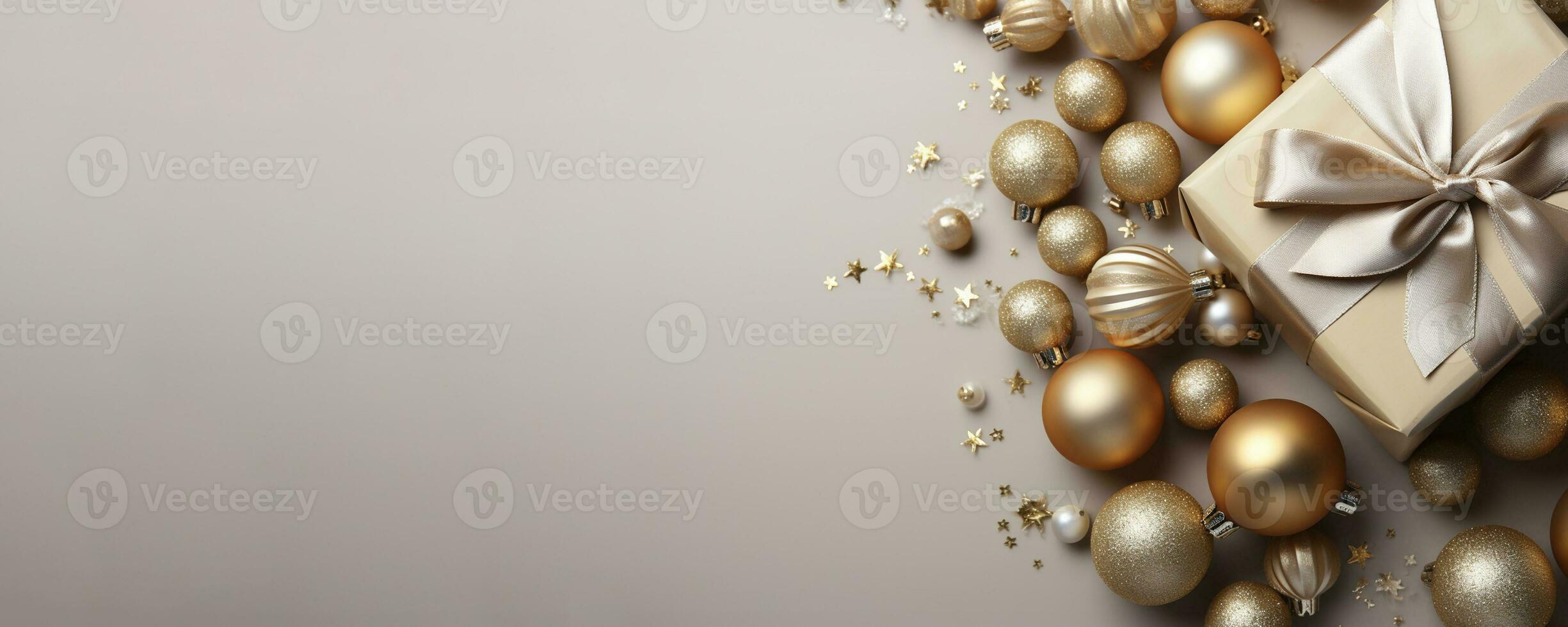 Christmas presents with gold and silver decoration, created with generative AI photo