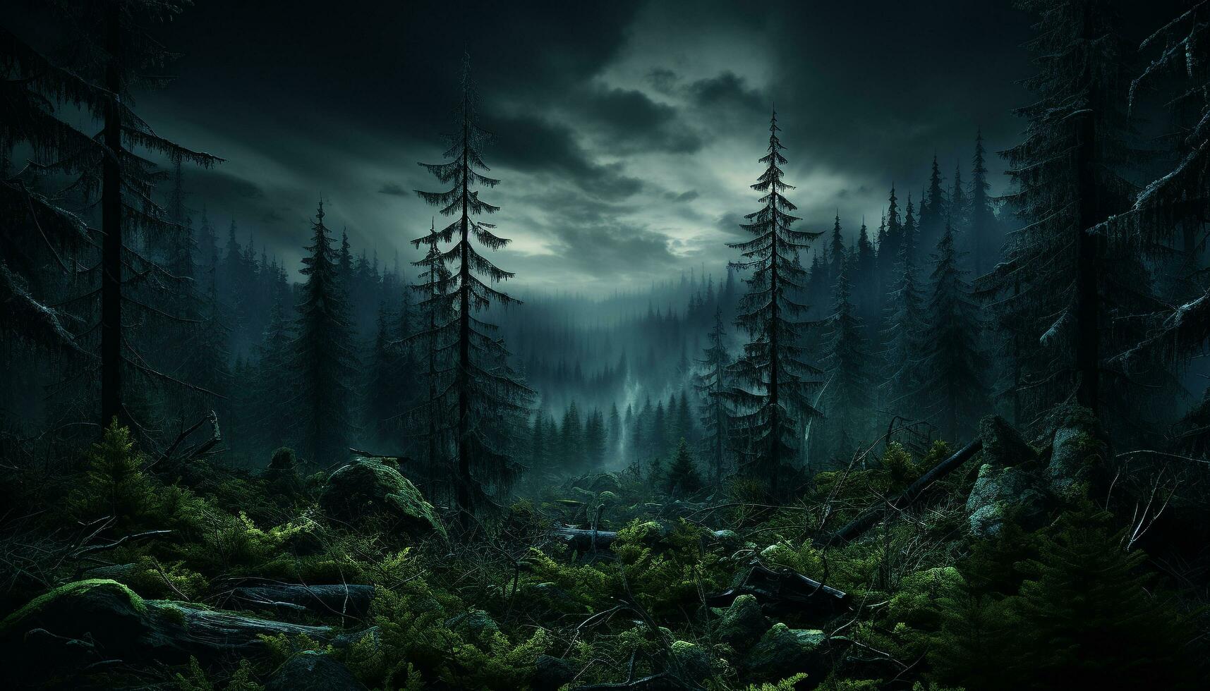 Premium AI Image  a dark and mysterious forest with an angry