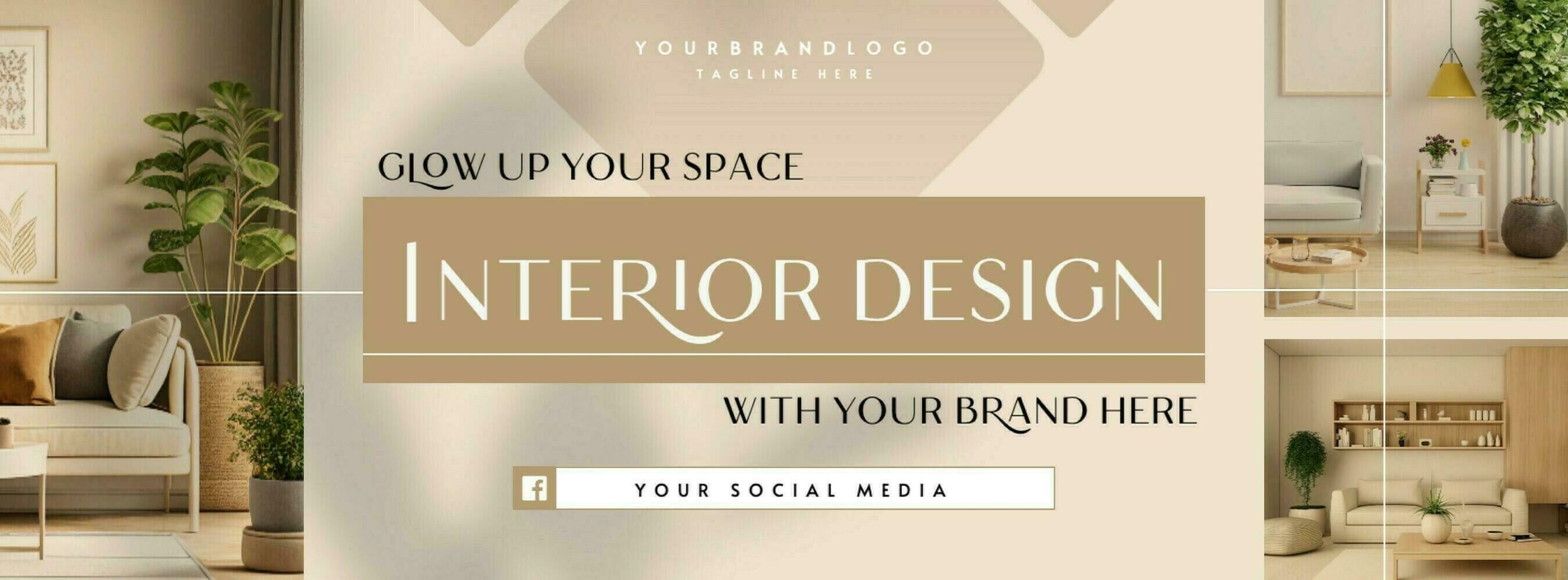 Light Beige Aesthetic Boho Style Facebook Cover for Interior Design Page template