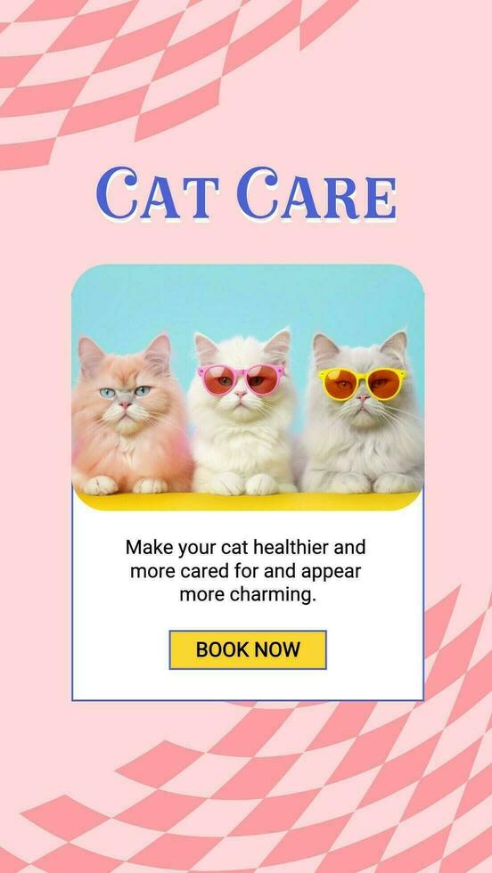 Pink Retro Cat Care Instagram Story template