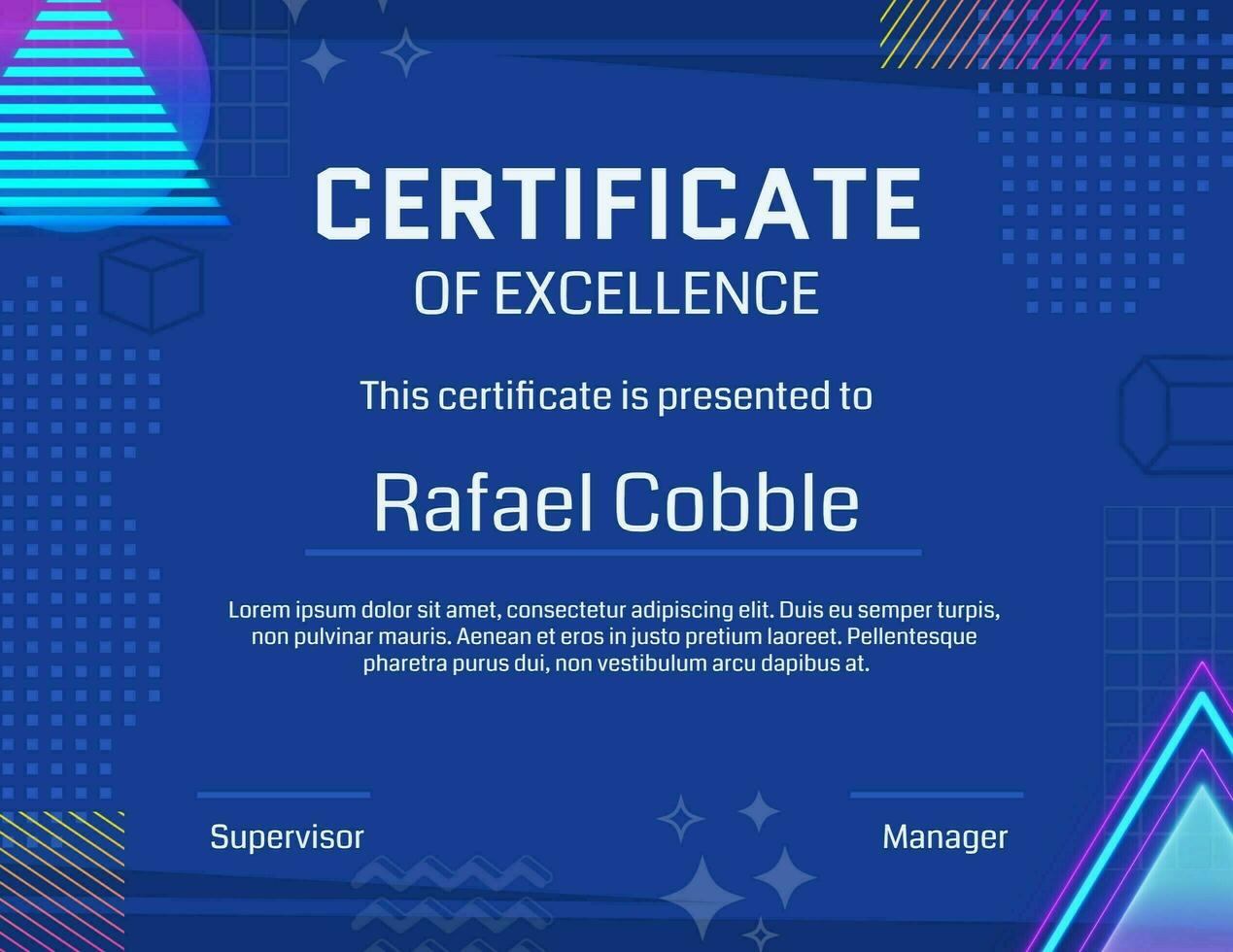 Retro Pixel Certificate of Excellence template