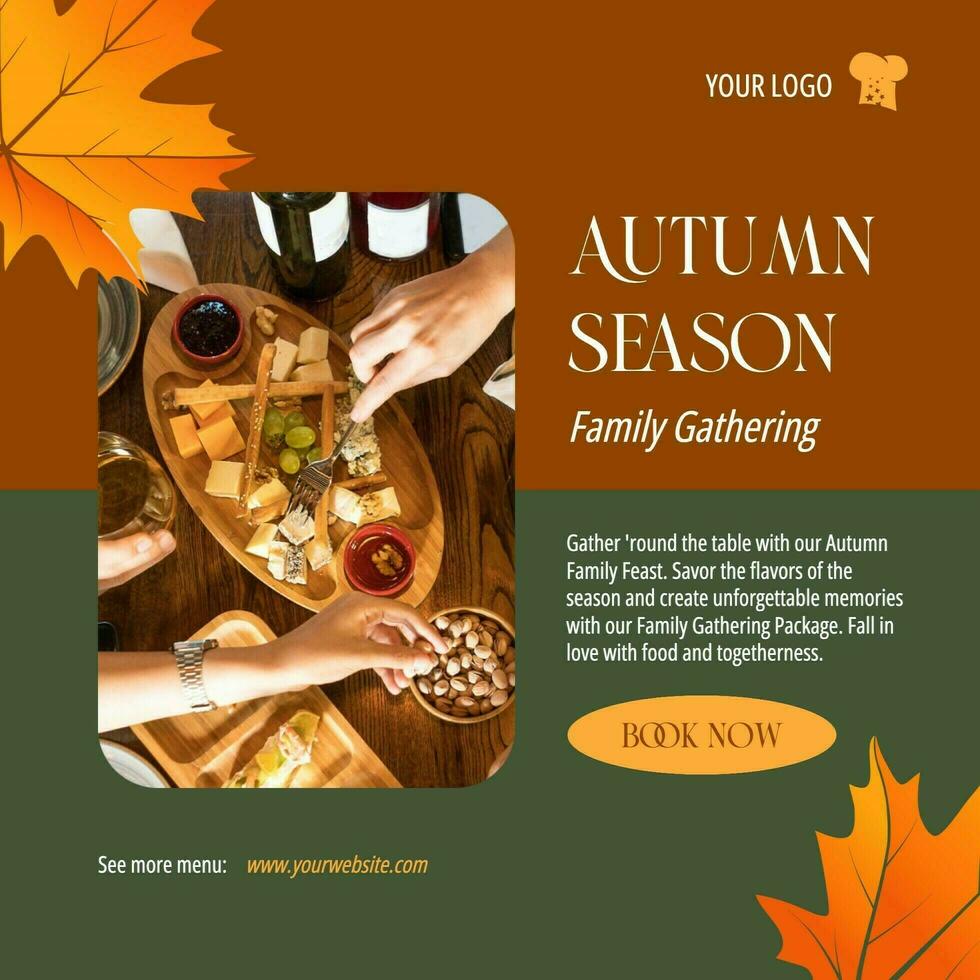 Orange Autumn Restaurant Reservation LinkedIn Post template