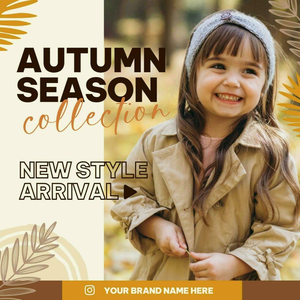 Simple Cute Autumn Leaves Fall Season Themed Social Media Template