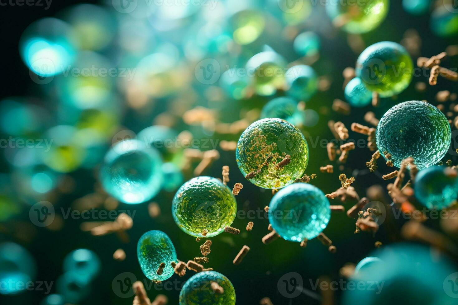 Bacteria, microorganisms that can be found in soil, water, and the human body. AI Generated photo