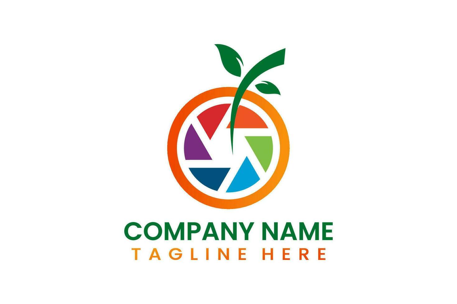 Flat vector fruit shutter camera logo template
