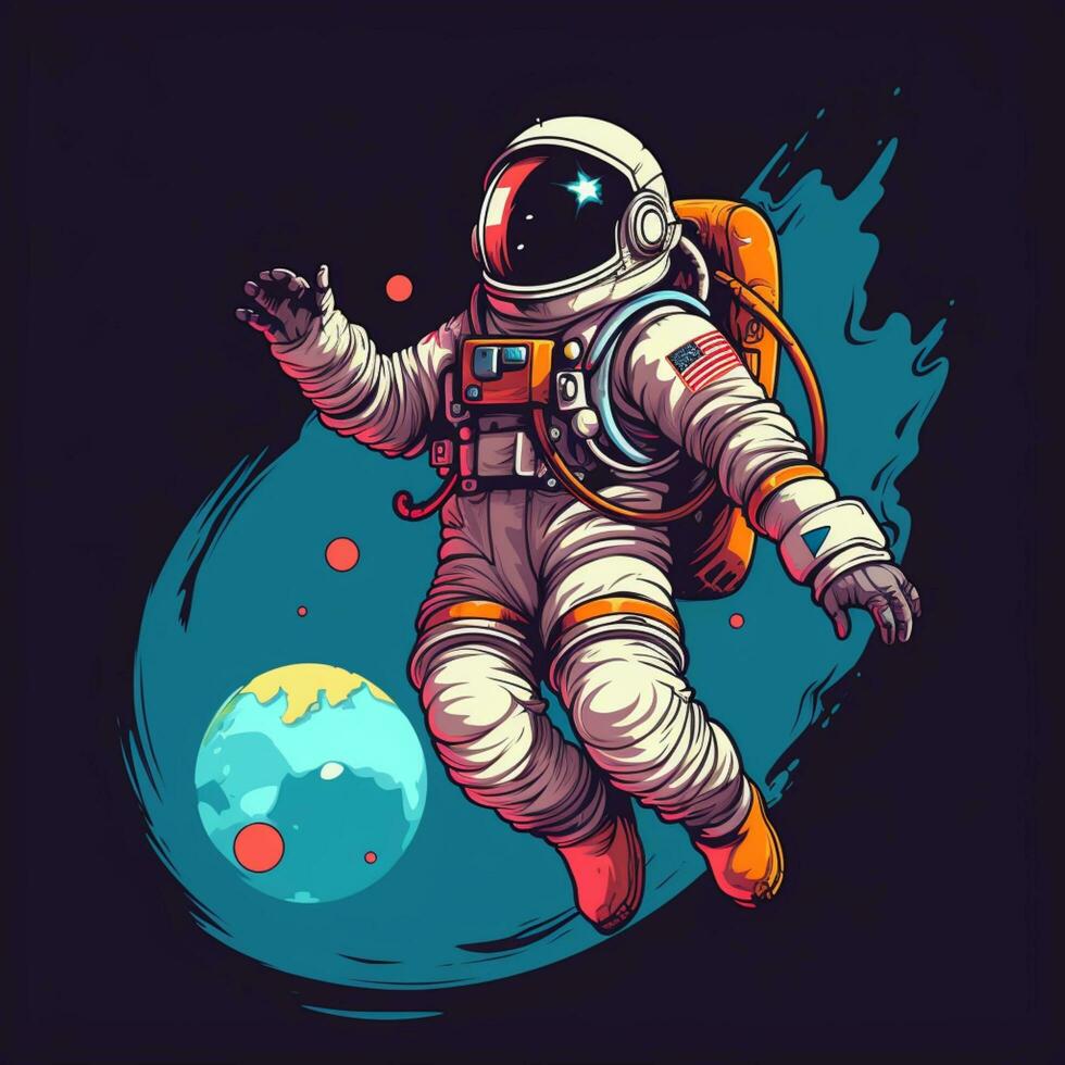 astronaut illustration cartoon art photo