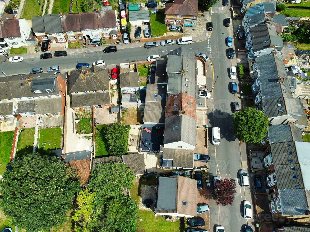High Angle Footage of Residential Real Estate Homes at East of Luton City of England, Great Britain. Footage Was Captured with Drone's Camera on July 19th, 2023 photo