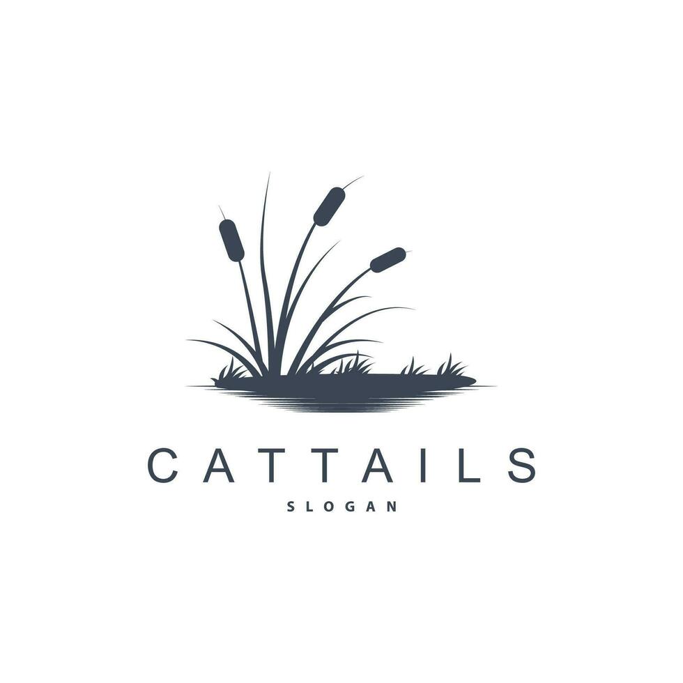 Creeks And Cattails River Logo, Grass Design Simple Minimalist Illustration Vector Template