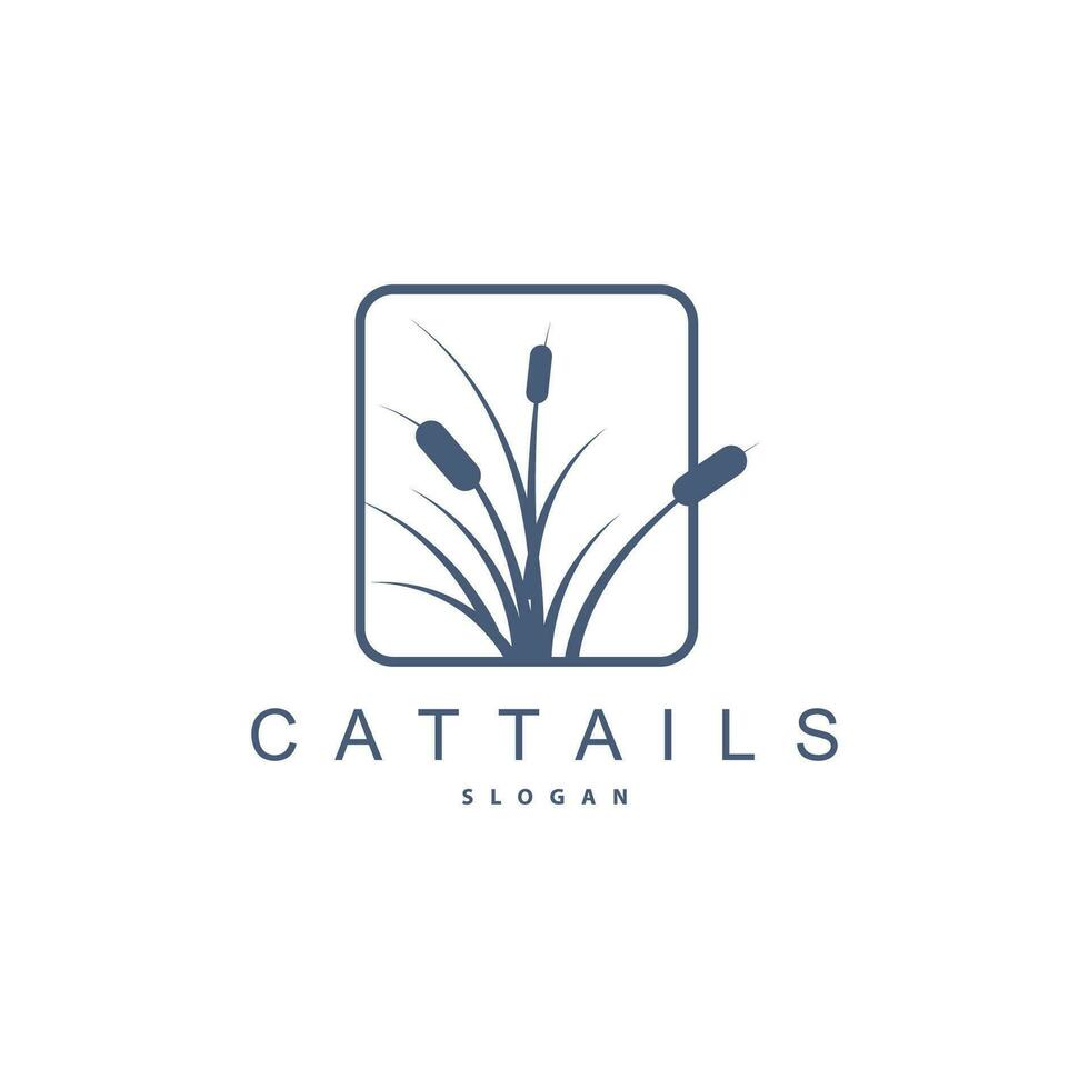 Creeks And Cattails River Logo, Grass Design Simple Minimalist Illustration Vector Template