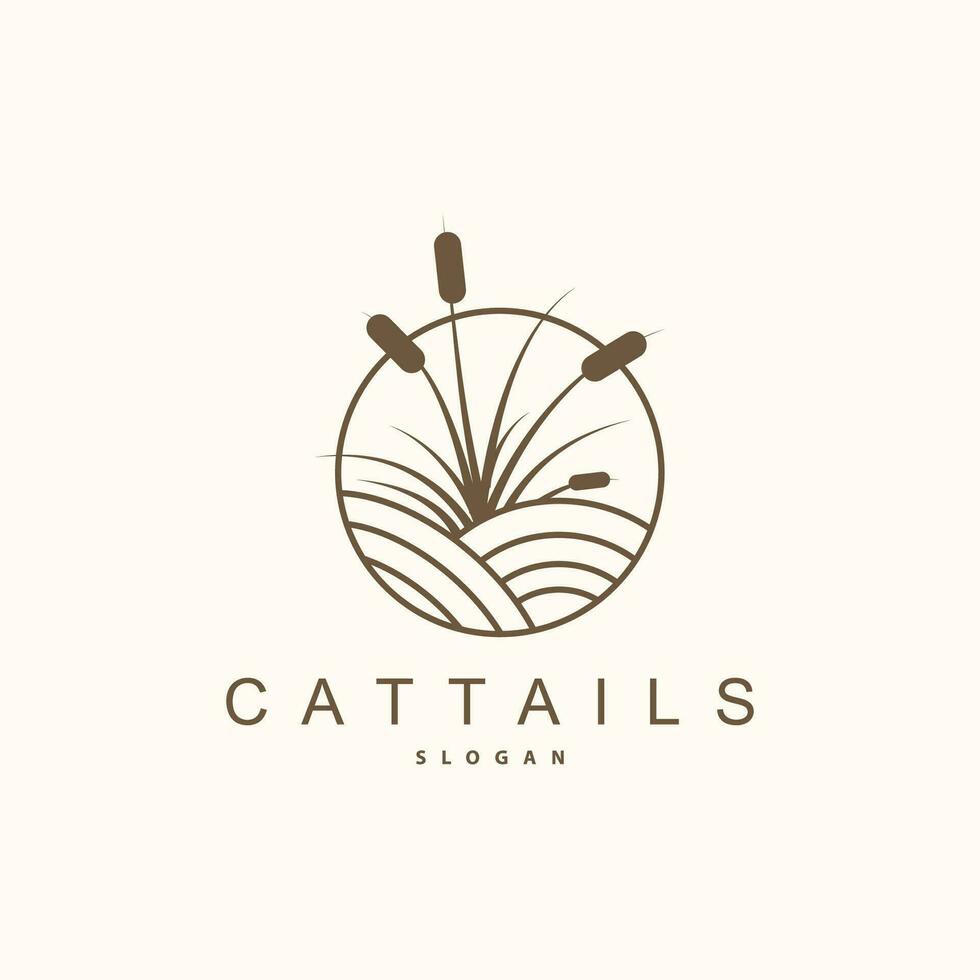 Creeks And Cattails River Logo, Grass Design Simple Minimalist Illustration Vector Template
