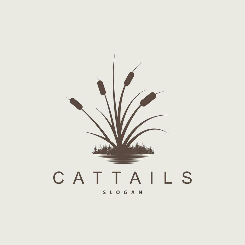 Creeks And Cattails River Logo, Grass Design Simple Minimalist Illustration Vector Template