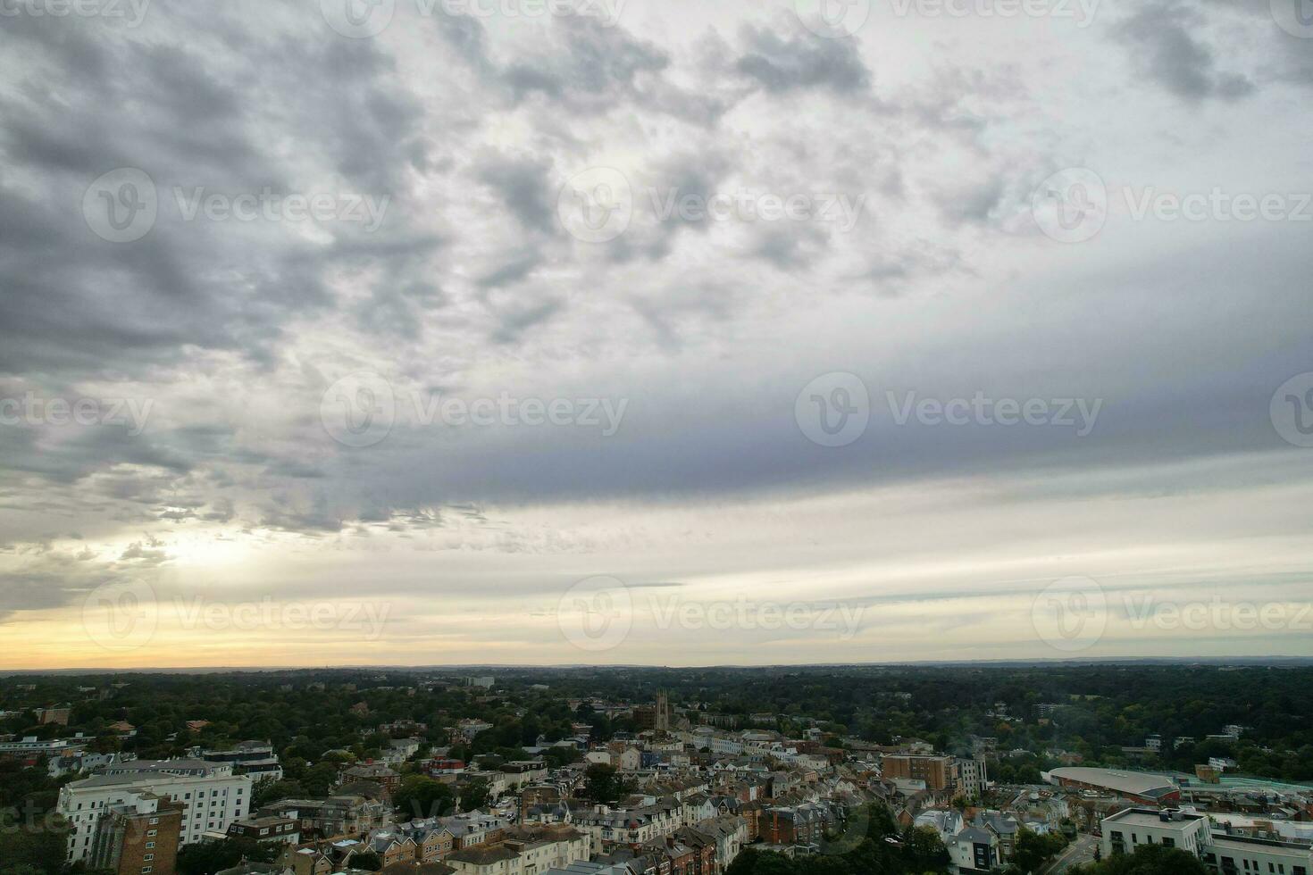 Attractive Tourist Destination at Bournemouth City Sandy Beach and Ocean of England Great Britain, Aerial Footage Captured with Drone's Camera on August 23rd, 2023 During sunny Day. photo