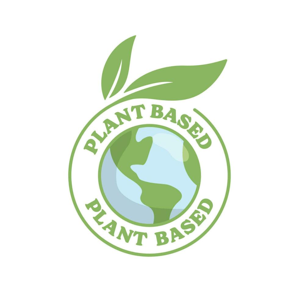 Plant based emblem. Vegan Eco friendly badge with plant icon. vector