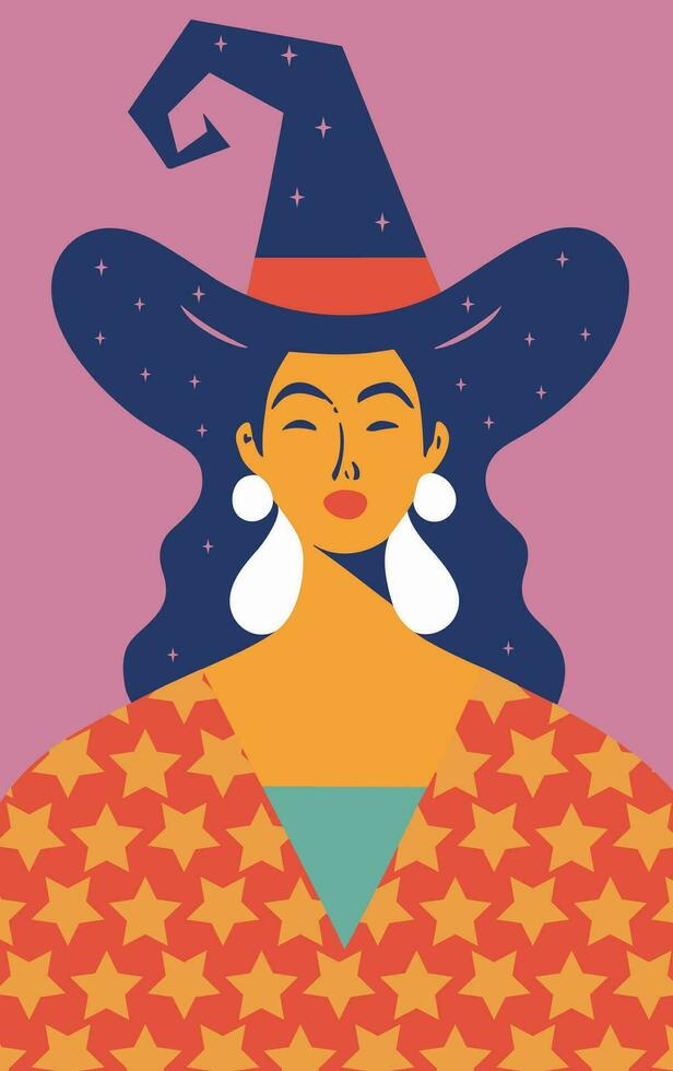 Minimalist witch illustration vector