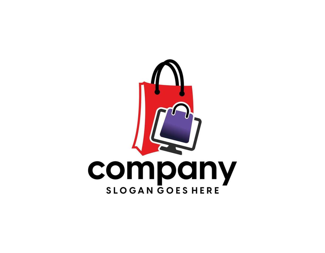 Creative modern abstract eCommerce logo design, colorful gradient online shopping bag logo design template vector