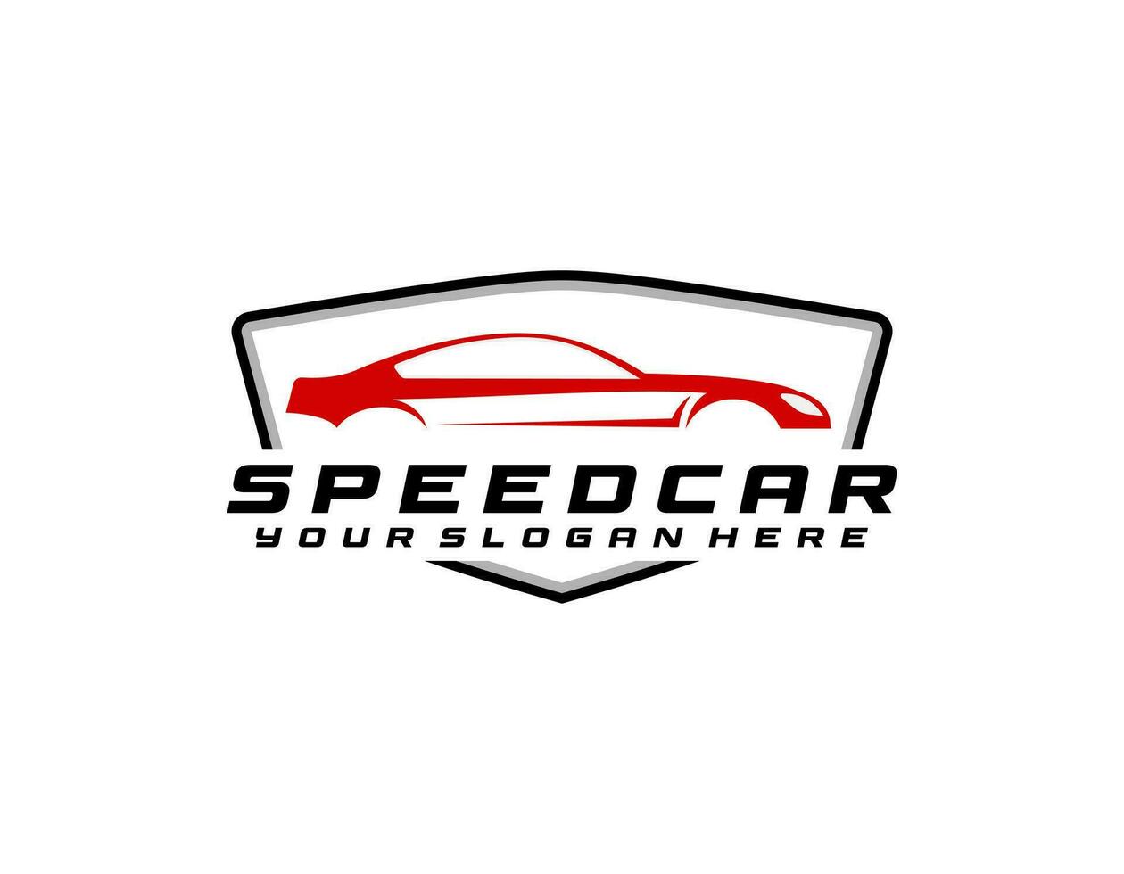 Auto style car logo design with concept sports vehicle icon silhouette on light grey background. Vector illustration.