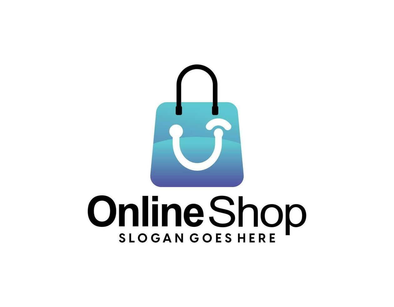 Online Shop Logo designs Template. Illustration vector graphic of shopping bag, computer and mouse logo. Perfect for Ecommerce,sale, store web element. Company emblem.