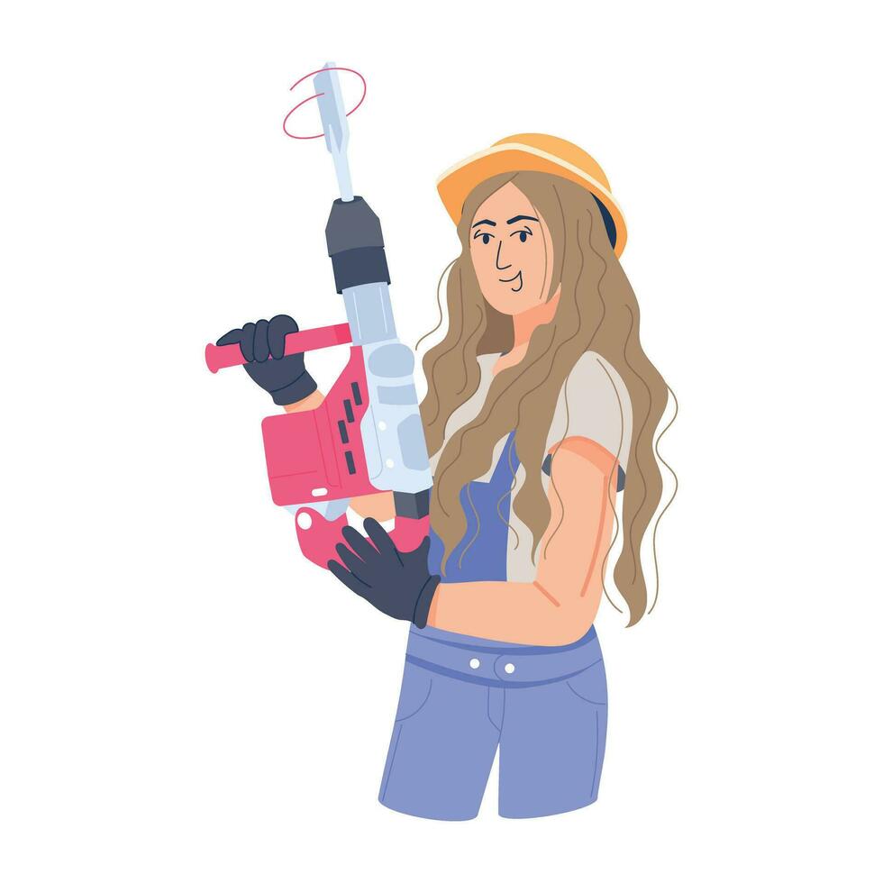 Trendy Girl Drilling vector