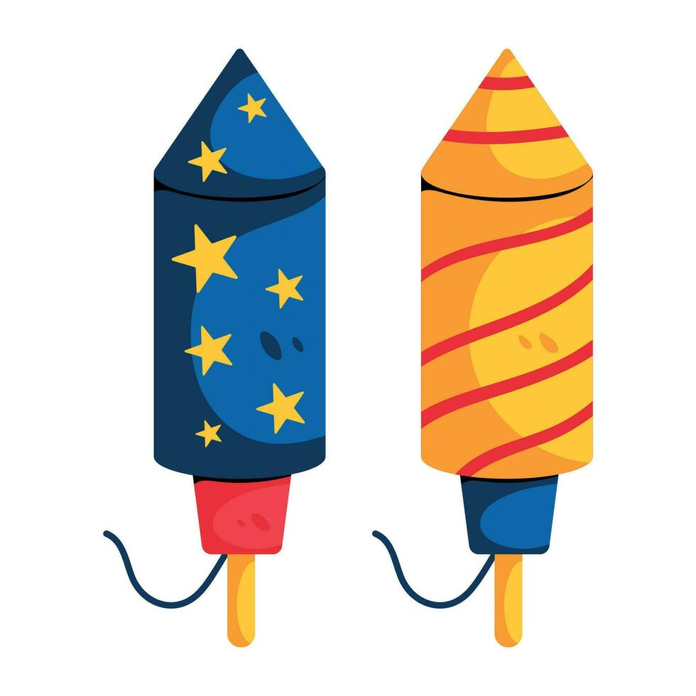 Trendy Firework Rockets vector