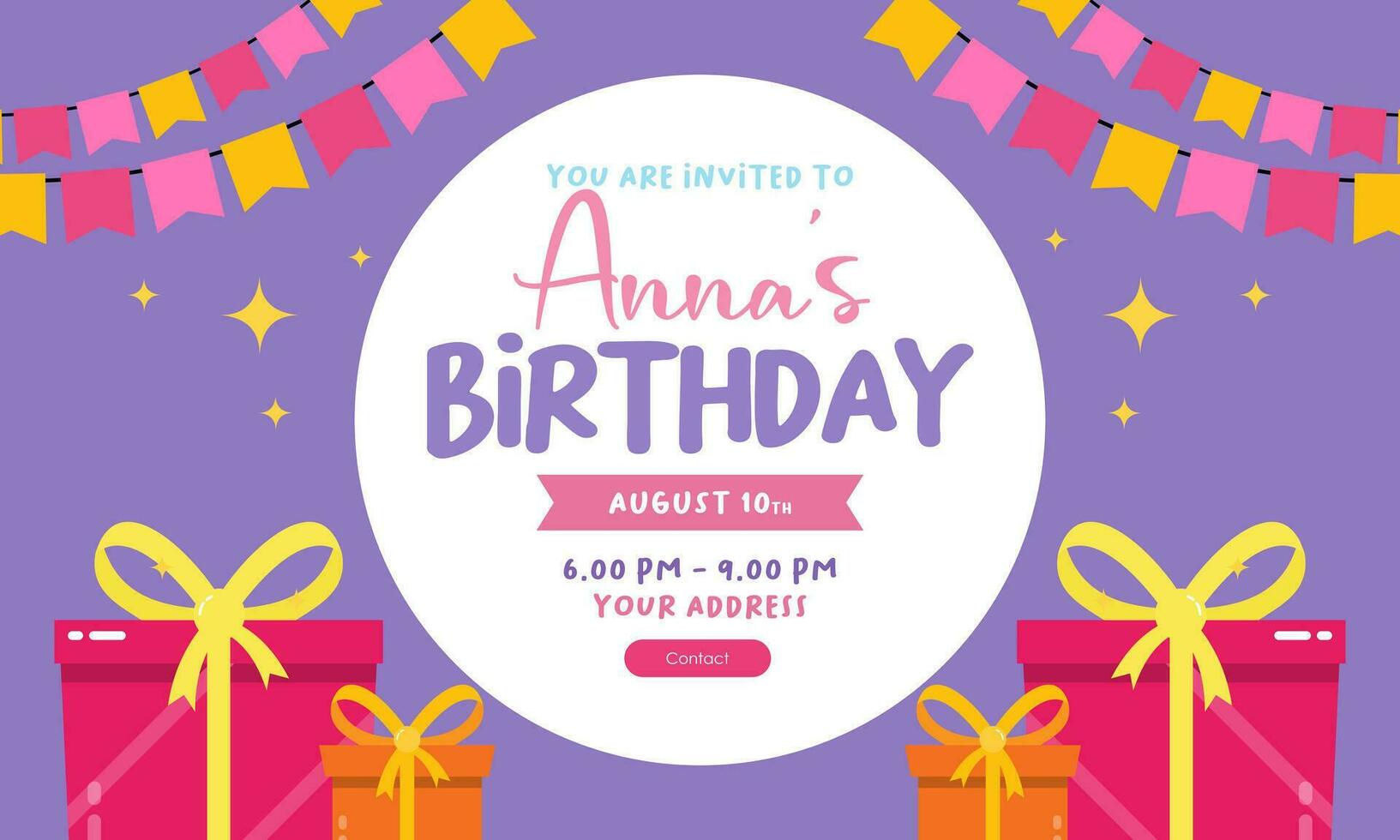 Invitation birthday party banner concept vector
