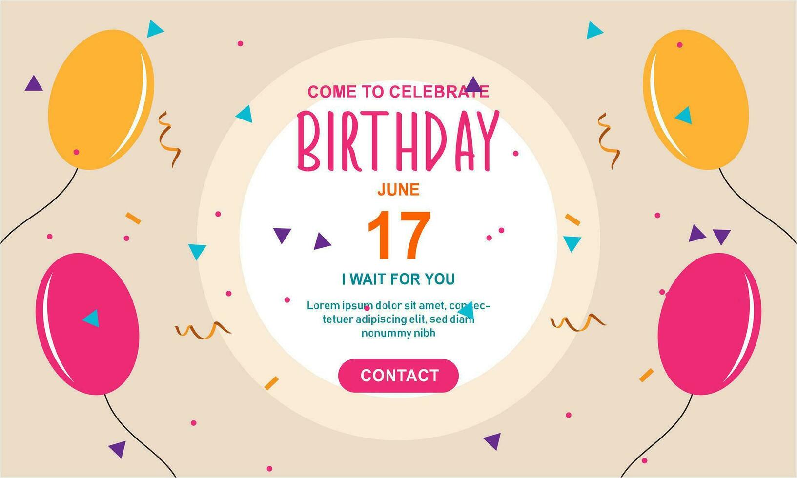 Invitation birthday party banner concept vector