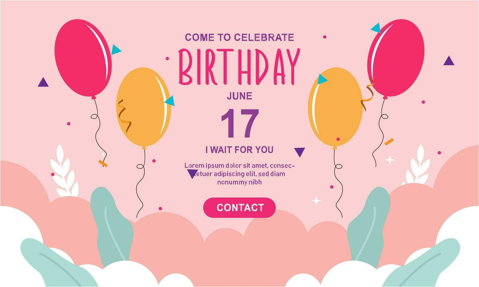 Invitation birthday party banner concept vector