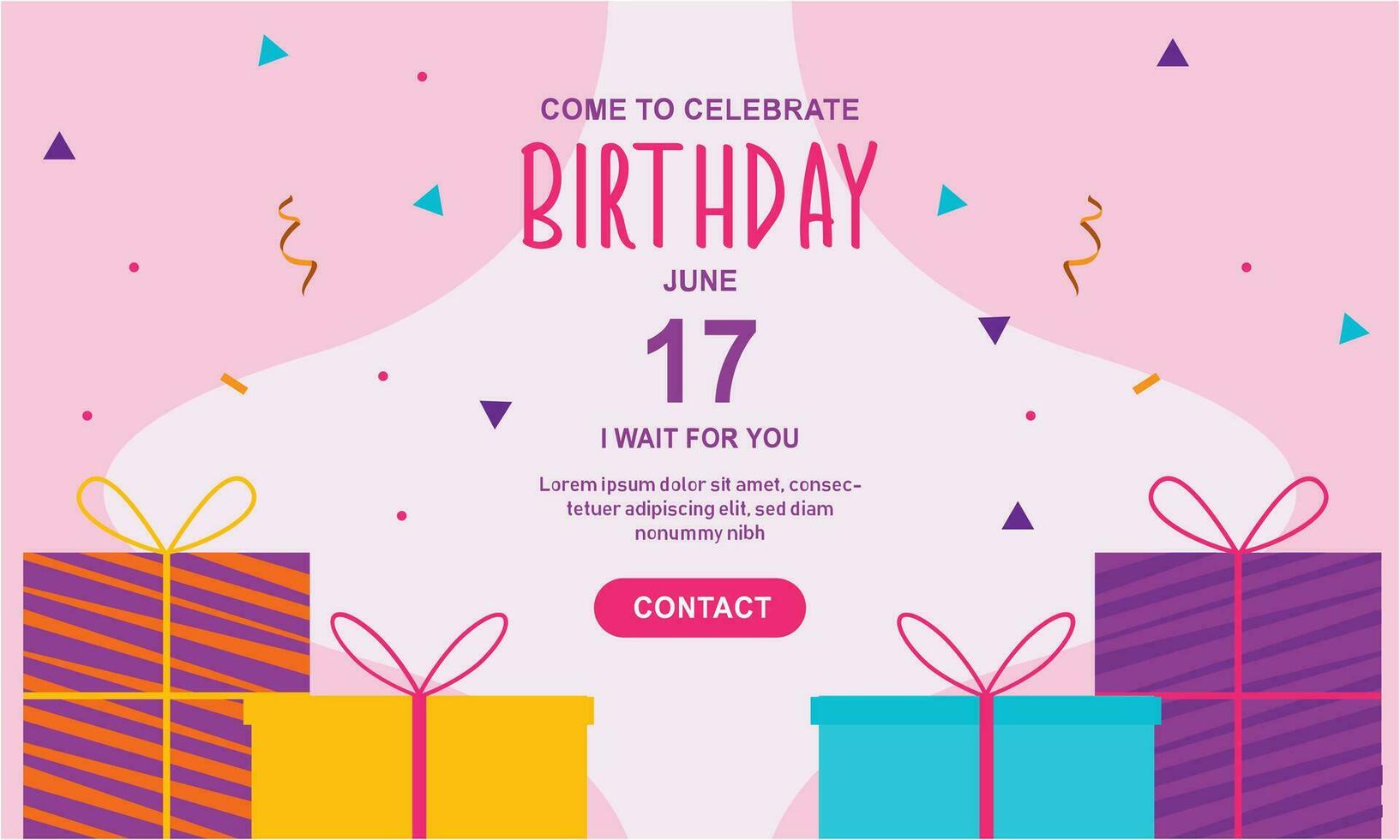 Invitation birthday party banner concept vector