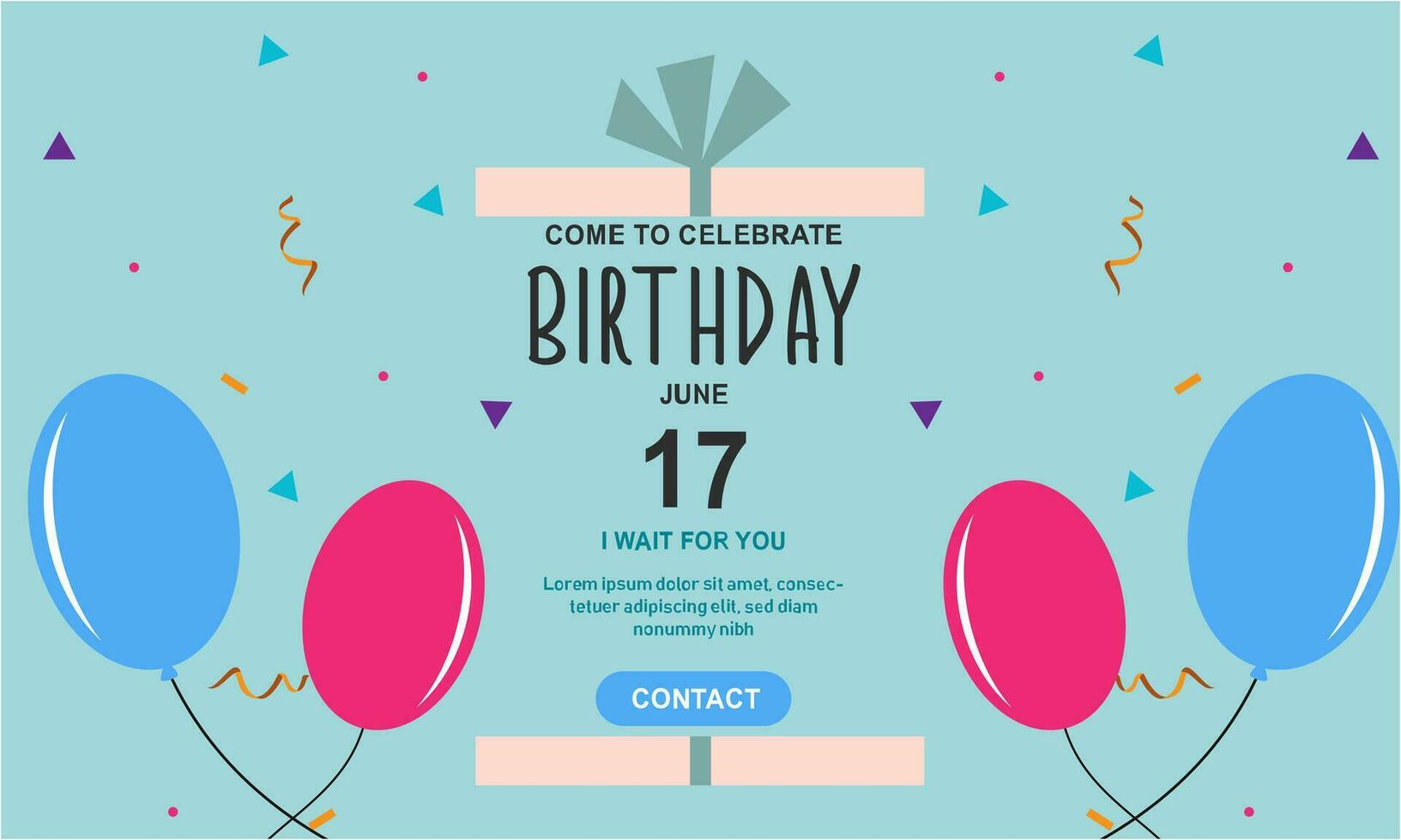 Invitation birthday party banner concept vector