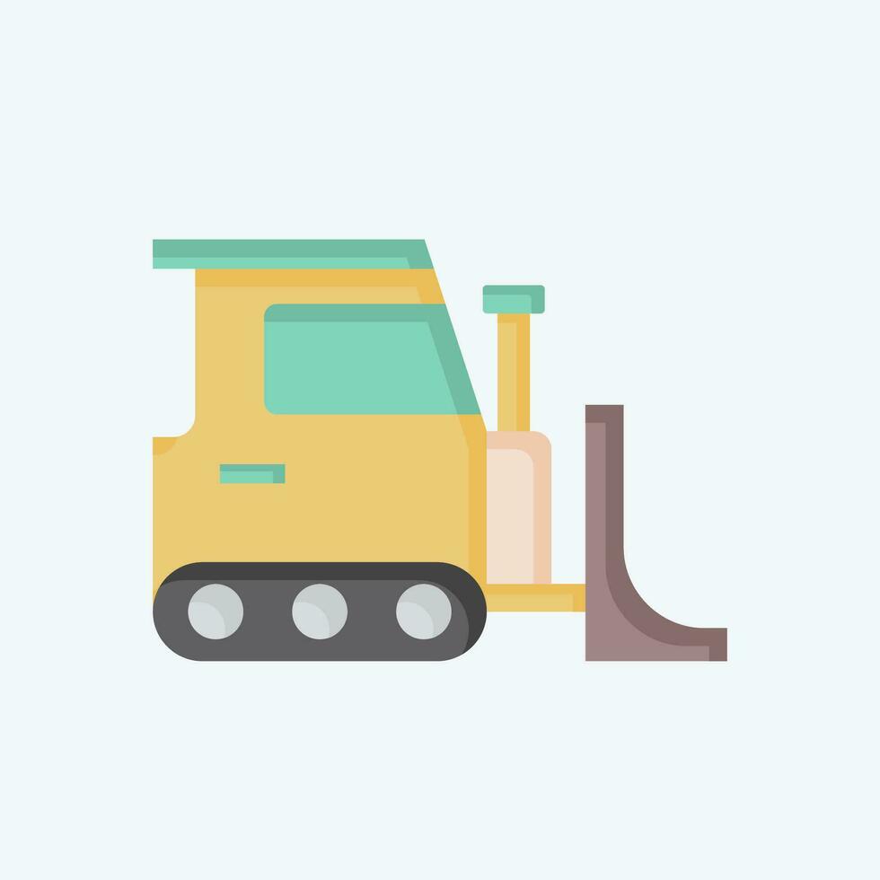 Icon Bulldozer. related to Building Material symbol. flat style. simple design editable. simple illustration vector