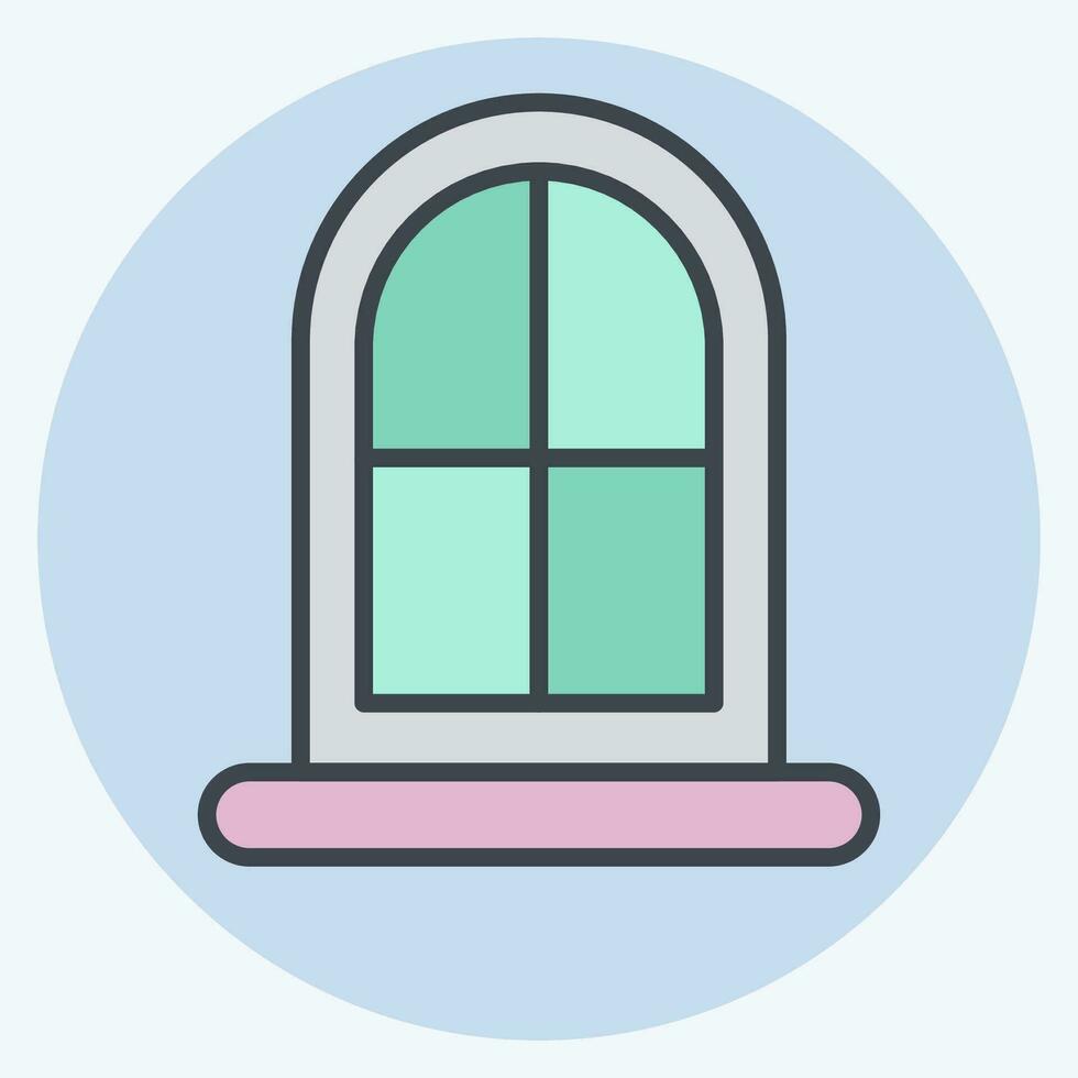 Icon Window. related to Building Material symbol. color mate style. simple design editable. simple illustration vector