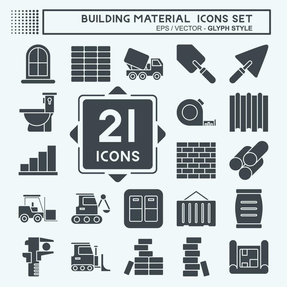 Icon Set Building Material. related to Education symbol. glyph style. simple design editable. simple illustration vector