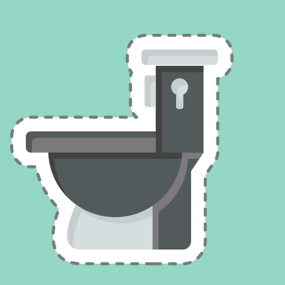 Sticker line cut Toilet. related to Building Material symbol. simple design editable. simple illustration vector