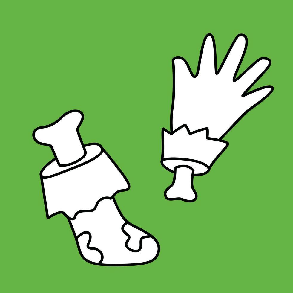 Hand Bones Cartoon Digital Stamp Outline vector