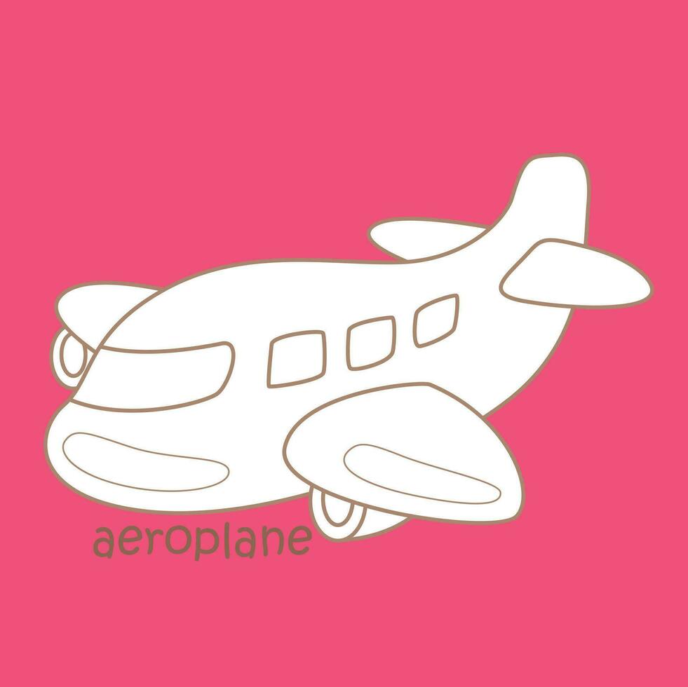 alfabeto un para avión vocabulario colegio lección dibujos animados digital sello contorno vector