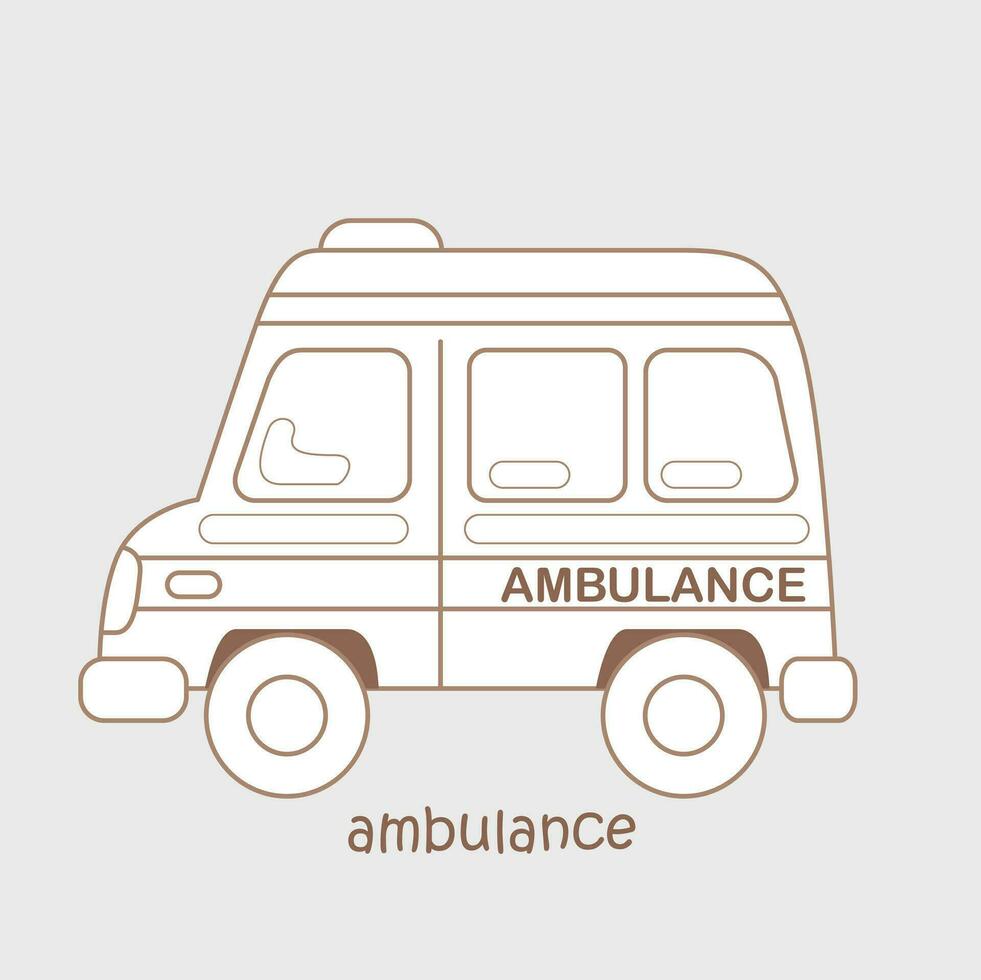 Alphabet A For Ambulance Vocabulary School Lesson Cartoon Digital Stamp Outline vector