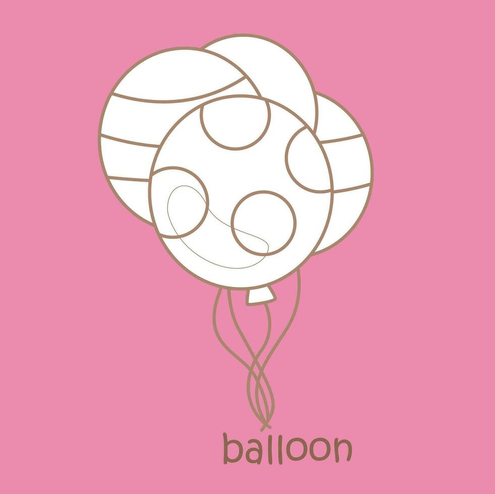 Alphabet B For Balloon Vocabulary Lesson School Cartoon Digital Stamp Outline vector