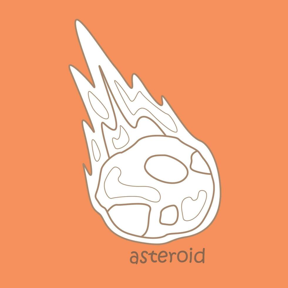 alfabeto un para asteroide vocabulario colegio lección dibujos animados digital sello contorno vector